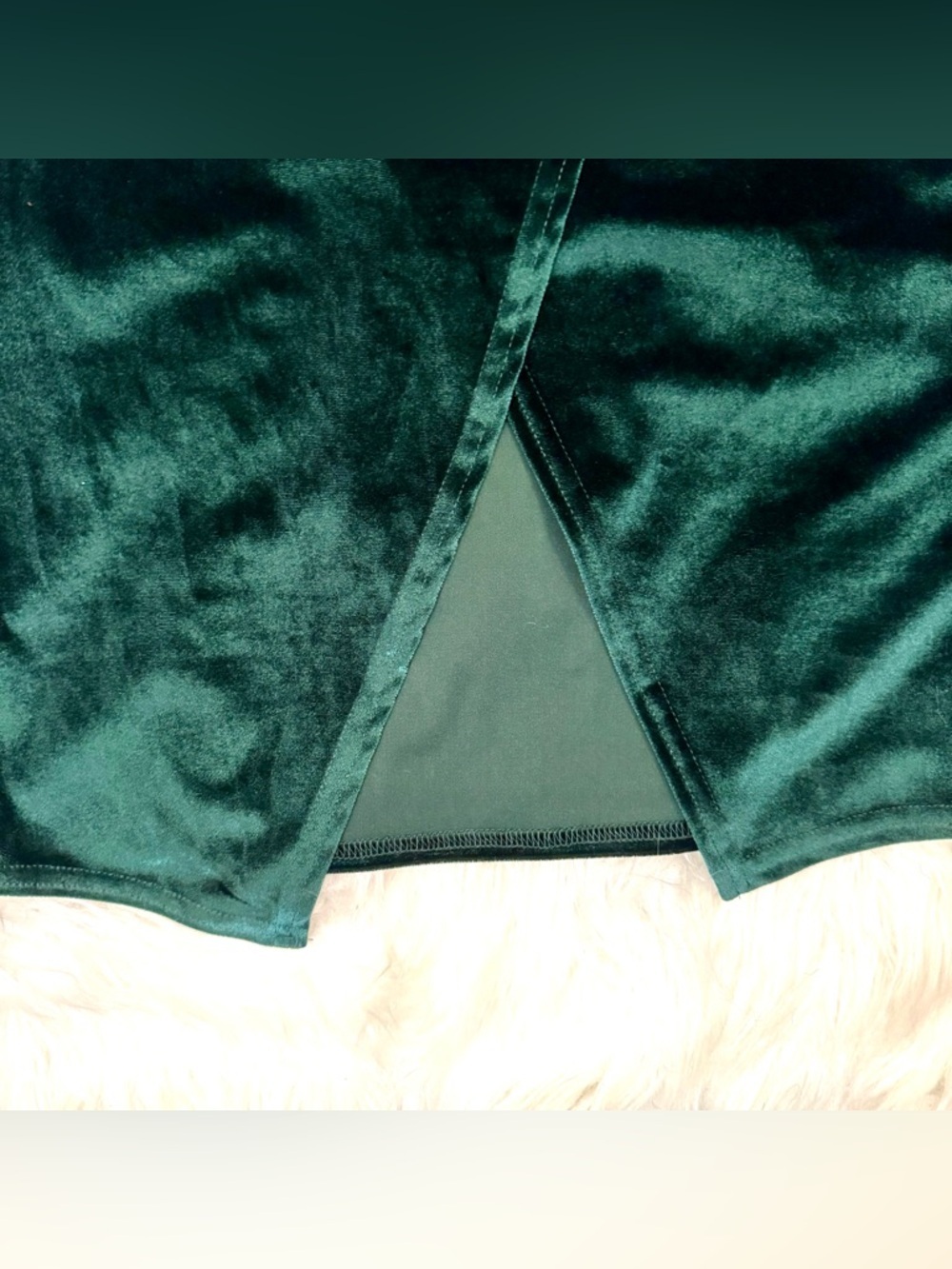 Club L London Deep Evergreen Velvet Midi Dress | Long Sleeve Wrap Slit | Size M - Picture 5 of 15